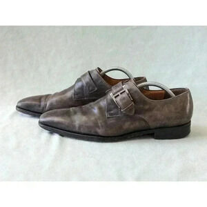 Magnanni Marco Cuero Single Monk Strap Gray Mens Dress 13276 Sz 10.5 M
